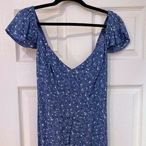 Reformation Baxley Dress Size 4 - Blue Floral Midi Dress
